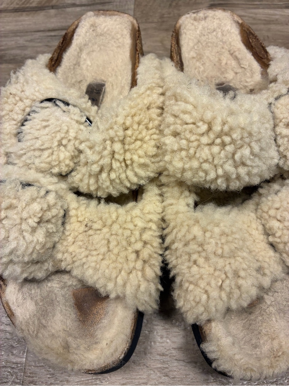 Birkenstock Papillio Big Buckle Shearling Teddy Arizona Sandals - Picture 11 of 11
